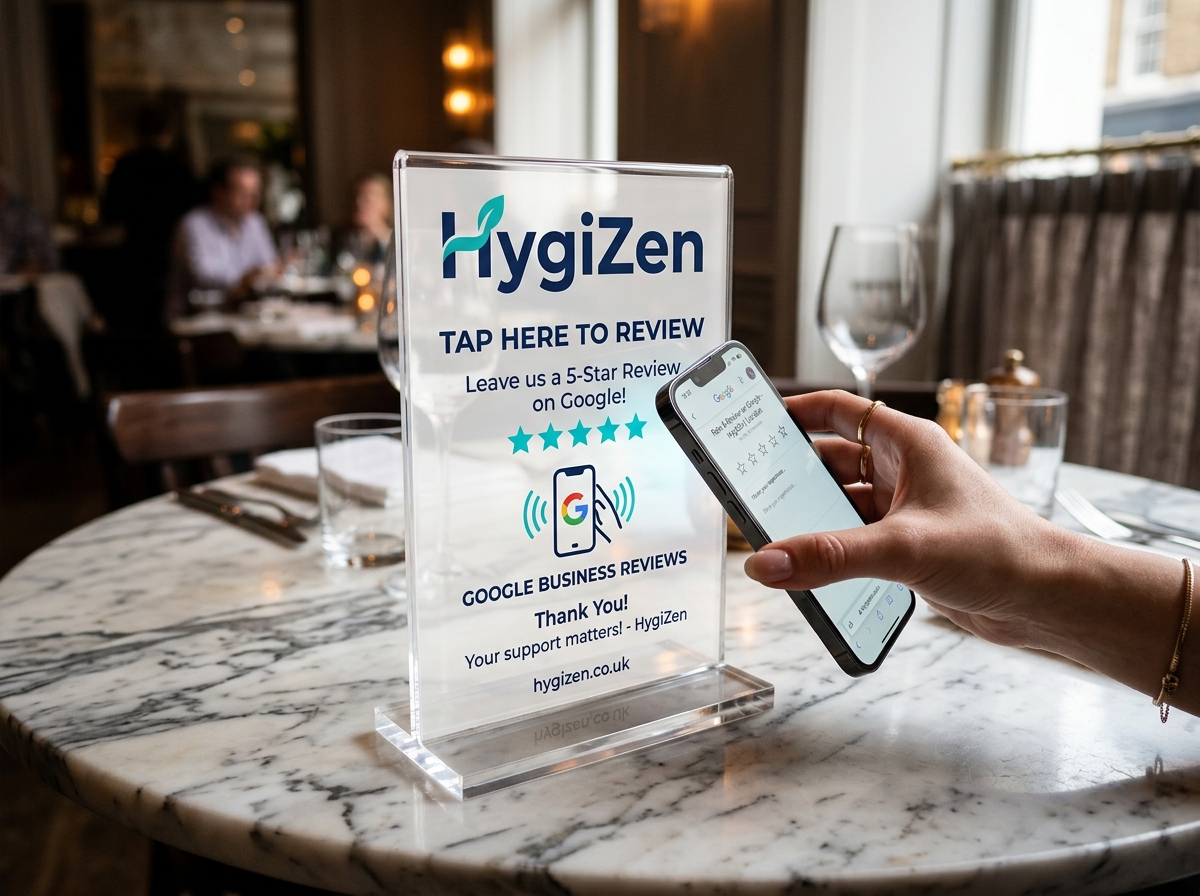 HygiZen TapToReview Google NFC Stand